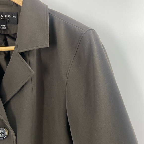 Gallery petite muted grey color car coat button front pockets - Picture 5 of 15